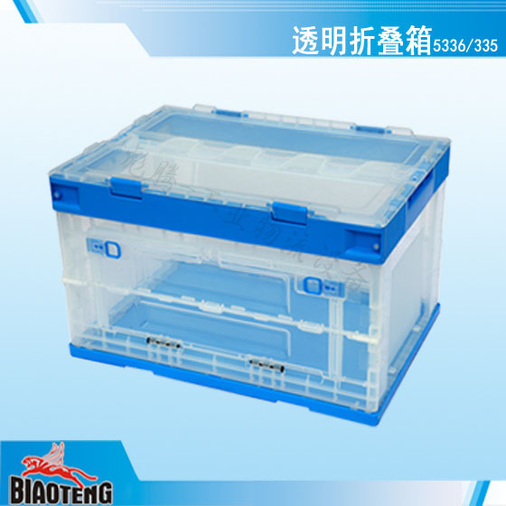 侧开门折叠箱透明塑料箱仓储配送箱带开门透明箱整理箱收纳箱